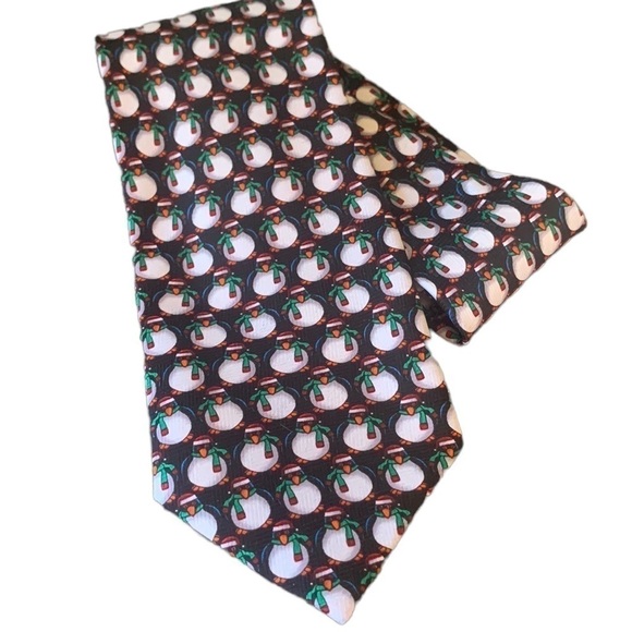 Penguins in Winter Scarves Holiday Christmas Tie - Picture 1 of 4